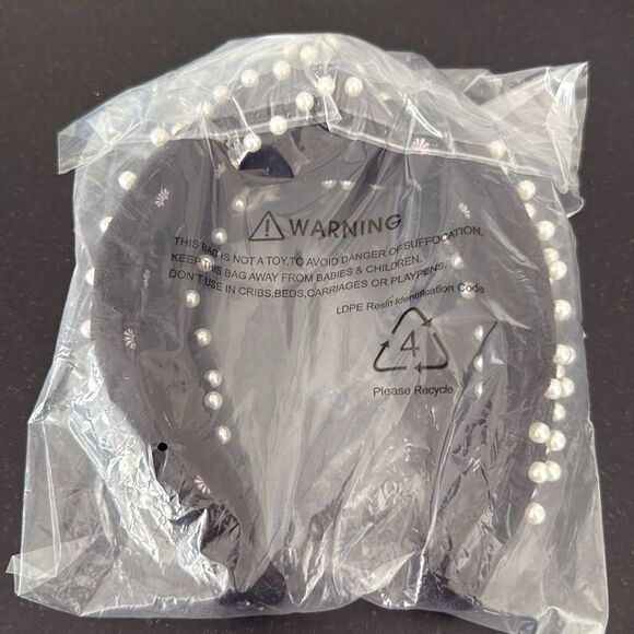 Lele Sadoughi Black Velvet Headband – Embellished with Faux Pearls - Picture 6 of 7